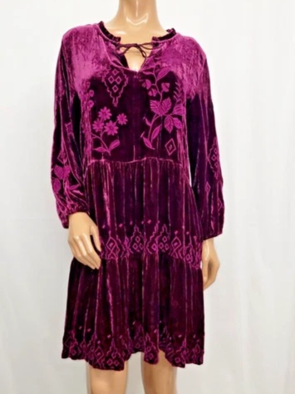 $365 NWT Johnny Was Ivey Velvet Tiered Dress - M